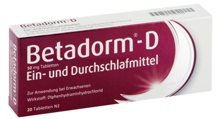 Betadorm - D | Einschlafmittel und Durchschlafmittel | Tabletten mit Diphenhydraminhydrochlorid (bei Amazon)