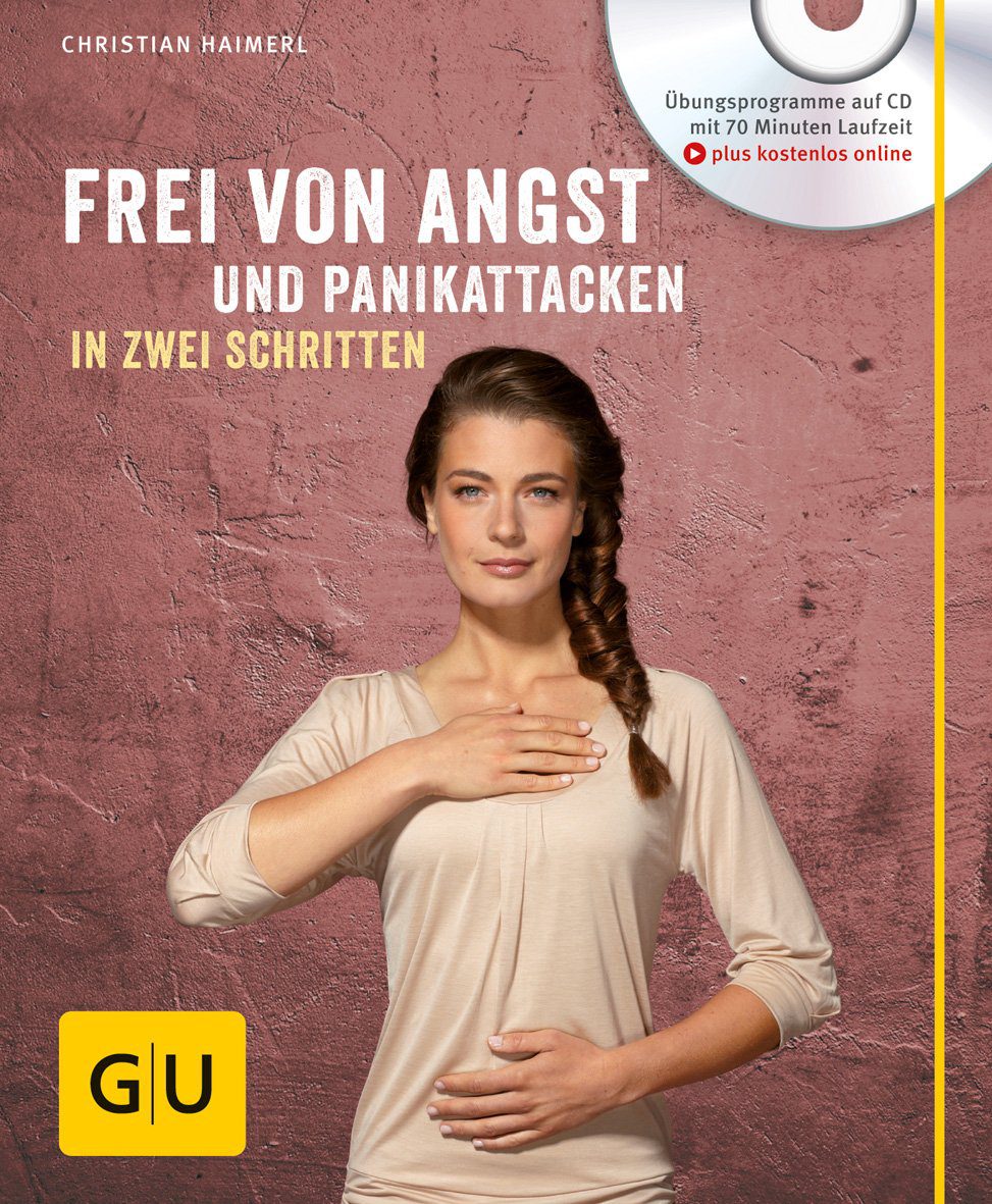 Buch: "Frei von Angst und Panikattacken in zwei Schritten (mit CD)" - Beschreibung "Frei von Angst durch Tiefenatmung | Bei Angst- und Panikattacken haben viele Betroffene das Gefühl, die Kontrolle über sich und ihren Körper zu verlieren. In der Folge meiden viele die entsprechenden Situationen - was jedoch das Leben einschränkt und Ängste immer schlimmer werden lässt. Der GU-Ratgeber "Frei von Angst und Panikattacken in zwei Schritten" hilft Ihnen mit einer einfachen, bewährten Körperübung, den Teufelskreis zu durchbrechen: Sie erlangen schnell wieder die Kontrolle über ihren Körper und können so die Auslöser der Panik abbauen. Im ersten Schritt üben Sie die angstlösende Tiefenatmung in entspannten Situationen intensiv ein. Im zweiten Schritt lernen Sie, diese Atemtechnik in für Sie angstbesetzten Situationen gezielt abzurufen und sich so sanft und schrittweise von Ihren Ängsten zu befreien. Die beiliegende CD unterstützt Sie bei der Einübung wie bei der Verankerung der Tiefenatmung." (Amazon)