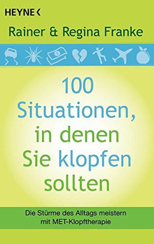 Buch zum MET Klopfen: "100 Situationen, in denen Sie klopfen sollten: Die Stürme des Alltags meistern mit MET-Klopftherapie" von Rainer Franke und Regina Franke. Buchbeschreibung: "Meridian-energetisches Beklopfen (M.E.T.) kann viele emotionale und körperliche Probleme auflösen oder spürbar lindern. Dieses praktische Handbuch der erfolgreichen Klopftherapeuten leistet wie ein kleiner Erste-Hilfe-Koffer wertvolle Dienste in nahezu jeder Lebenslage. Ob bei Flugangst oder drohendem Burn-out, bei Allergie oder Liebesproblemen – hier erhält man Rat und Hilfe in nicht weniger als 100 Fällen." (Amazon)