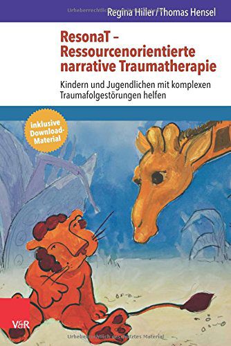 Buch zum Thema Psychotherapie für Jugendliche mit Traumata: "ResonaT - Ressourcenorientierte narrative Traumatherapie: Kindern und Jugendlichen mit komplexen Traumafolgestörungen helfen" - Beschreibung: "Die Ressourcenorientierte narrative Traumatherapie mit Kindern und Jugendlichen mit komplexen Traumafolgestörungen (ResonaT) ist eine schonende Form der Traumaverarbeitung durch Tiergeschichten. Sie bezieht sich in ihrem Therapieverständnis auf das Wirkfaktorenmodell von Klaus Grawe und den neurobiologischen Selbstheilungsprozess der Gedächtnisrekonsolidierung. Regina Hiller und Thomas Hensel verbinden eine kompakte Darstellung existierender narrativer Ansätze sowie einer theoretischen Fundierung der ResonaT-Methode mit einer Sammlung von insgesamt 90 Beispielnarrativen für unterschiedliche Themen und Situationen. Diese Auswahl an vorformulierten Tiergeschichten ermöglicht es dem Therapeuten, ohne großen zusätzlichen Schreibaufwand, mit dem Ansatz in der täglichen Praxis zu arbeiten." (Amazon)