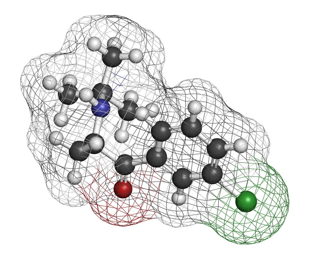 Molekülstruktur von Bupropion - Gute Wirkung und unerwünschte Nebenwirkungen gehen Hand in Hand, wie Erfahrungen zeigen... (© molekuul.be / stock.adobe.com)