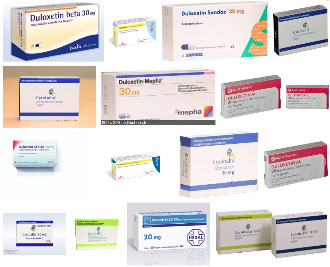 Duloxetin 30 mg | Die Google-Bildersuche zeigt die Vielfalt der Anbieter wie z.B. betapharm, Sandoz, STADA u.a.