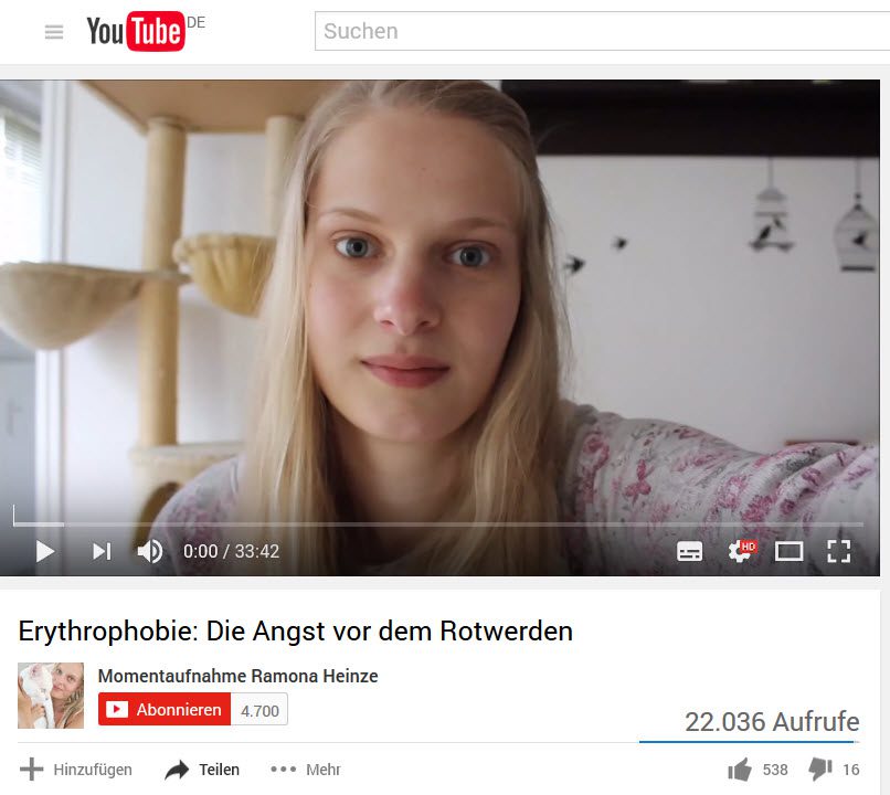 Youtube-Video > Erythrophobie: die Angst vor dem Rotwerden (youtube.com/watch?v=FNckcbBTAHY)