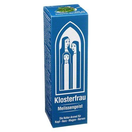 Pflichttext: Klosterfrau Melissengeist Traditionell angewendet: Innerlich: Zur Besserung des Allgemeinbefindens (bzw. zur Stärkung oder Kräftigung) bei Belastung von Nerven und Herz- Kreislauf mit innerer Unruhe und Nervosität. Zur Förderung der Schlafbereitschaft. Bei Wetterfühligkeit. Zur Besserung des Befindens bei Unwohlsein, zur Förderung der Funktion von Magen und Darm, insbesondere bei Neigung zu Völlegefühl und Blähungen. Als mild wirksames Arzneimittel zur Besserung des Befindens bei unkomplizierten Erkältungen und zur Stärkung. Äußerlich: Zur Unterstützung der Hautdurchblutung z. B. bei Muskelkater und Muskelverspannungen. Das Arzneimittel ist ein traditionelles Arzneimittel, das ausschließlich auf Grund langjähriger Anwendung für das Anwendungsgebiet registriert ist. Warnhinweis: Enthält 79 Vol.-% Alkohol. Enthält Zimt (Zimtaldehyd). Packungsbeilage beachten. Zu Risiken und Nebenwirkungen lesen Sie die Packungsbeilage und fragen Sie Ihren Arzt oder Apotheker.