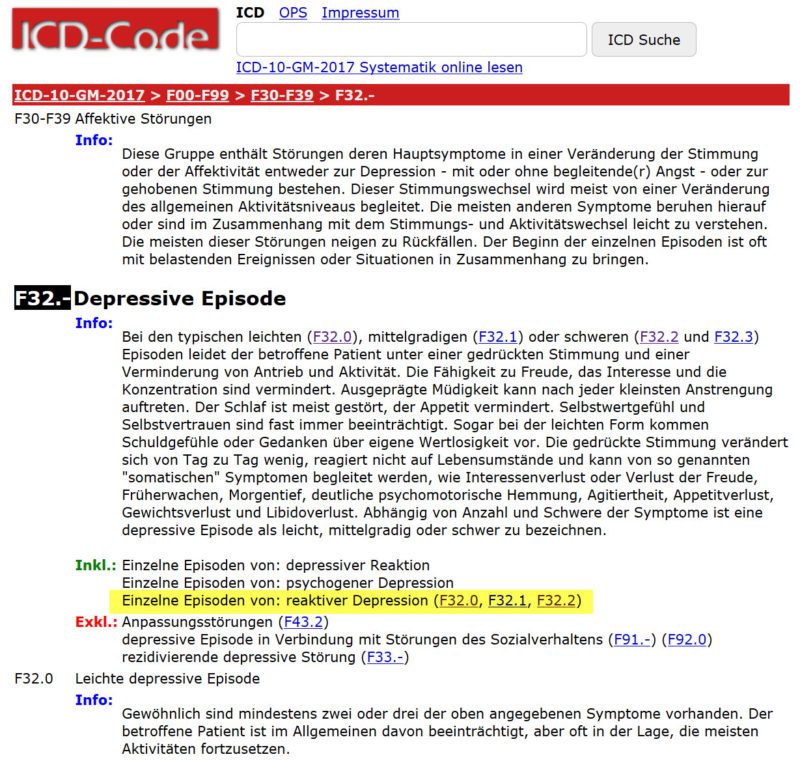 icd 10 code for depression