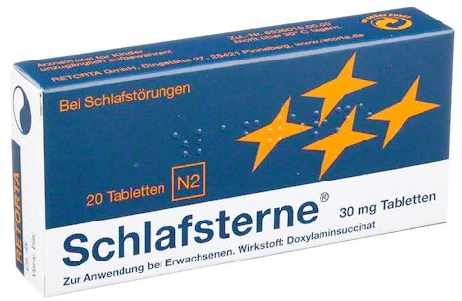 Schlafsterne Schlaftabletten | Rezeptfreie Schlafmittel bei Schlafstörungen auf Doxylamin-Basis (bei Amazon)