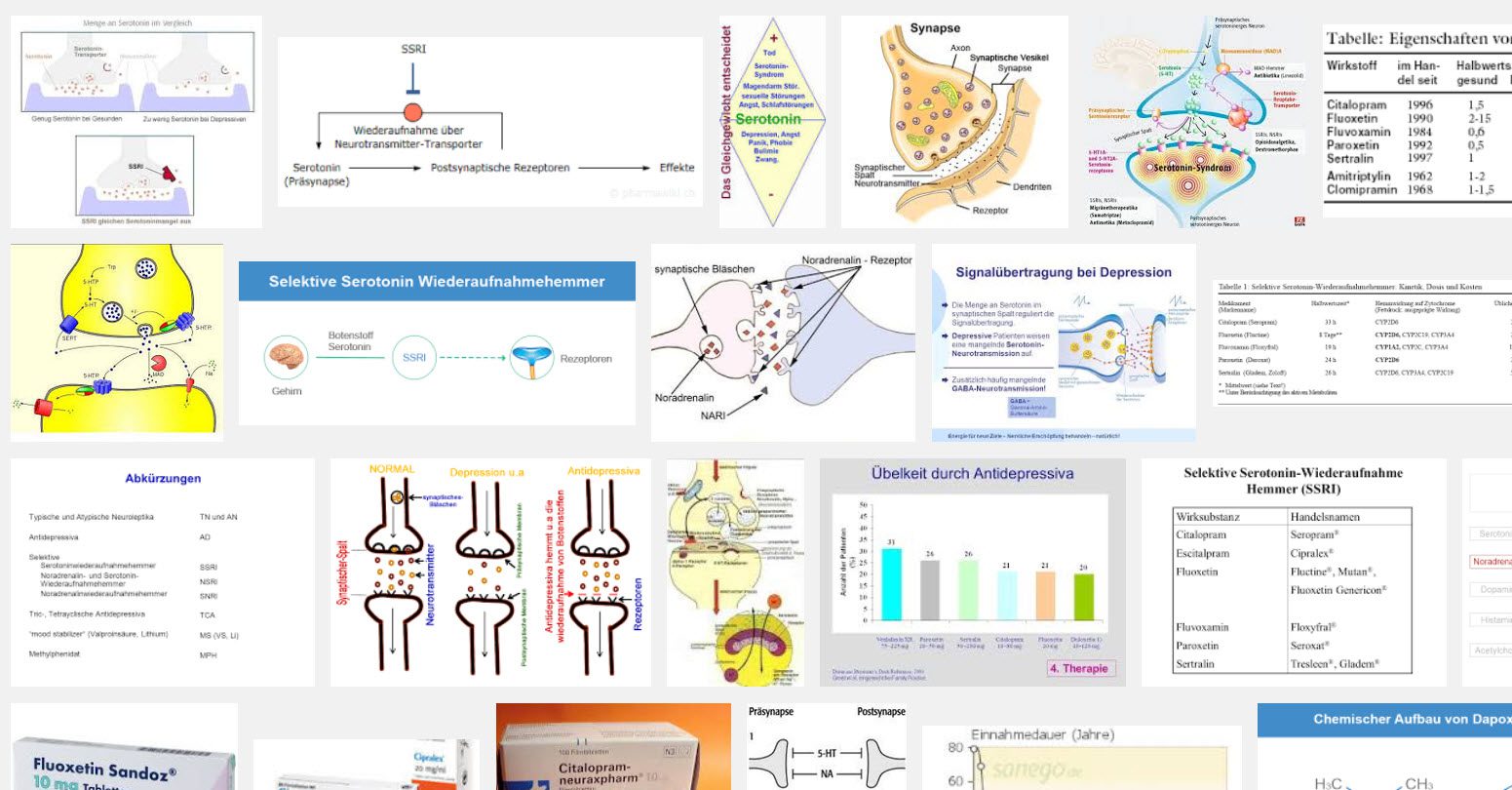 SSRI: Selektive Serotonin-Wiederaufnahme-Hemmer (Screenshot Google Bildersuche)