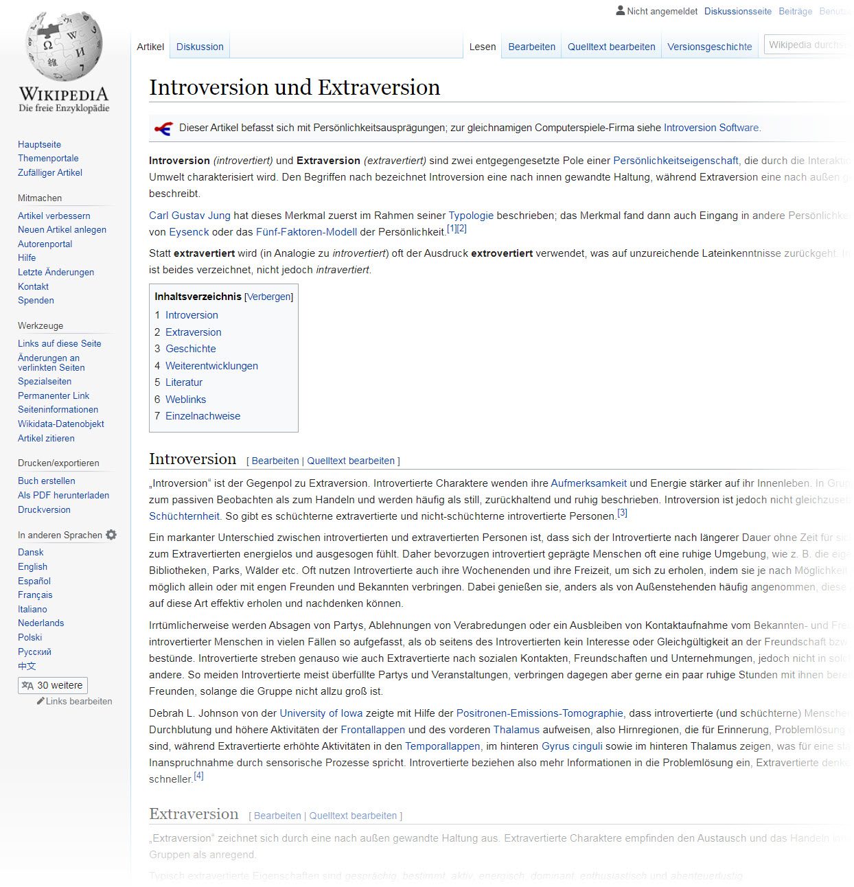 Introversion vs. Extraversion | Introvertiert Definition und Bedeutung laut Wikipedia