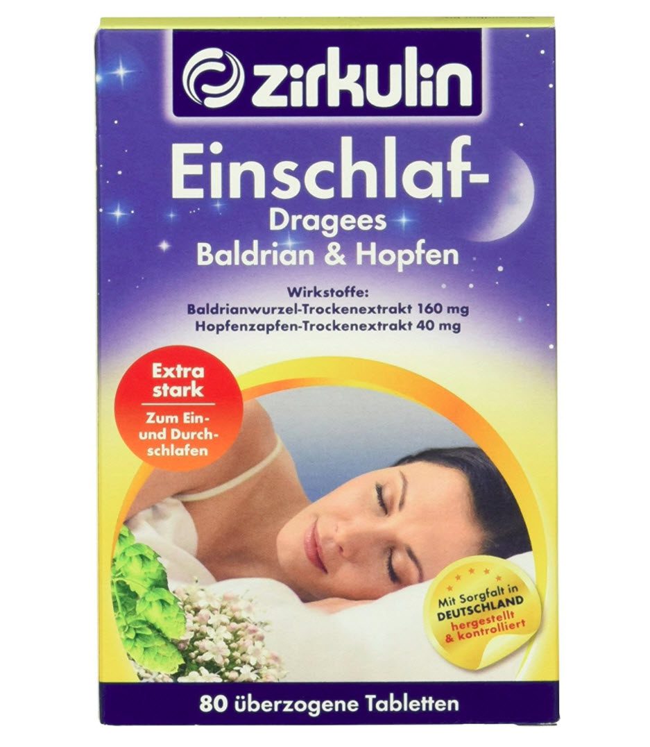 Zirkulin Baldrian-Hopfen-Einschlafdragees nutzen die einschlaffördernde Wirkung von Baldrianwurzel und Hopfenzapfen Trockenextrakten (bei Amazon)